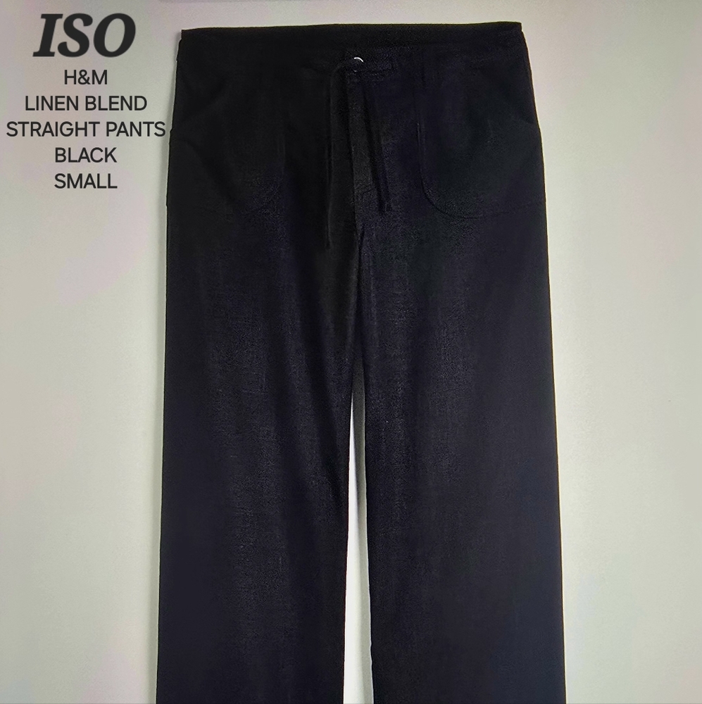 ISO: H&M LINEN BLEND STRAIGHT PANTS (BLACK)